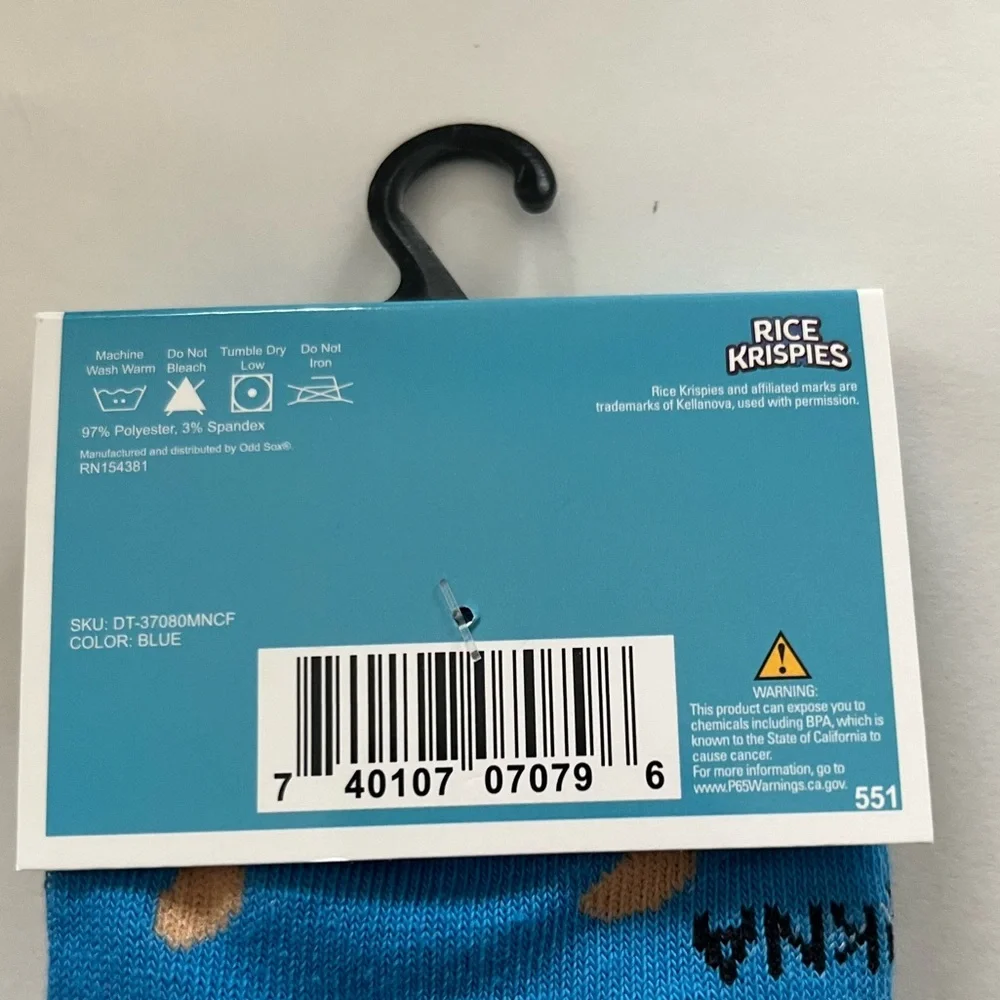 Kellogg’s Rice Krispies Socks Fits Men’s Shoe Size 6-12